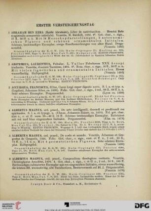 Erster Versteigerungstag (Nr. 1-425)