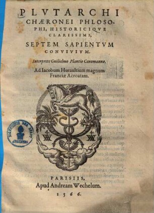 Plutarchi Septem sapientum convivium