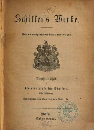 Schiller's Werke. 14, Kleinere prosaische Schriften ; 1