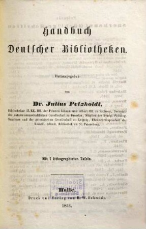 Handbuch deutscher Bibliotheken