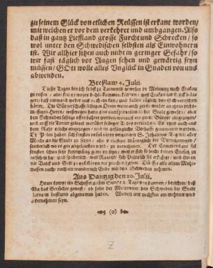 Breßlaw 4. Julii.