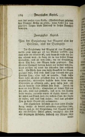 Zwanzigstes Kapitel. Von der Entzündung des Magens oder der Gedärme, oder der Darmgicht.