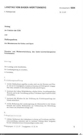 Weiterentwicklung des Schulwesens
