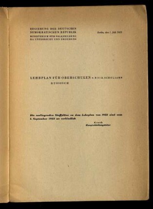 Lehrplan 9. Schuljahr