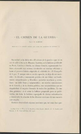 "El crimen de la guerra" : Por J. B. Alberdi - Prefacio á la edición inglesa que acaba de aparecer en Londres