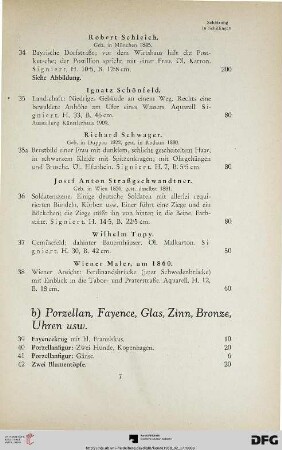 b. Porzellan, Fayence, Glas, Zinn, Bronze, Uhren usw. (Nr. 39-184)