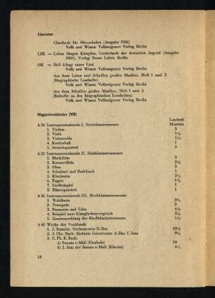 Literatur [Magnettonbänder, Lichtbildreihen]