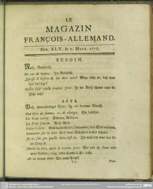 Nro. XLV. le V. Mars. 1778