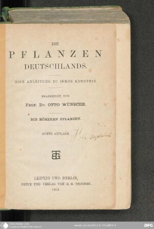 Die Pflanzen Deutschlands : eine Anleitung zu ihrer Kenntnis
