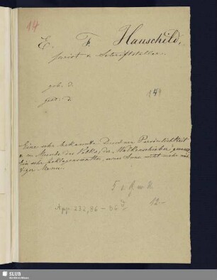 Nr. 86-86d. Hauschild, Eduard Ferdinand