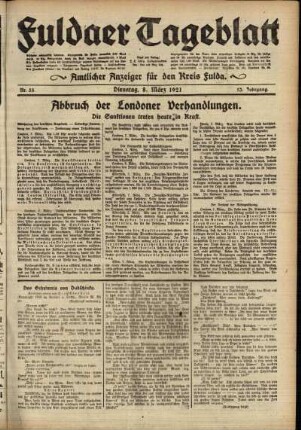 Ausgabe vom Dienstag, den 08. März 1921.