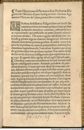 Expositio in septem gradus Bonaventurae : 1497/98. 02. Mit der ital. Übers. von Filippo Cioni