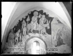 Unterdorf-Kirche; wandgemälde während der Restaurierung