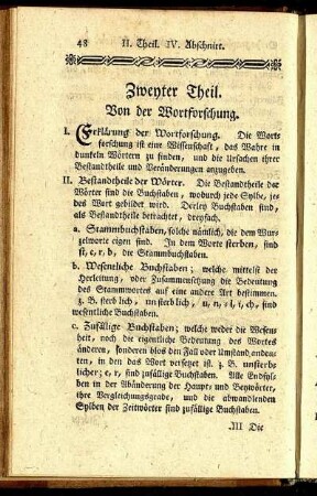 Zweyter Theil. Von der Wortforschung.