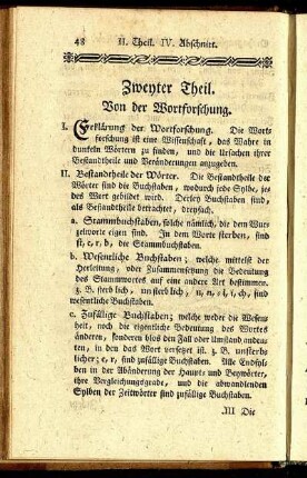Zweyter Theil. Von der Wortforschung.