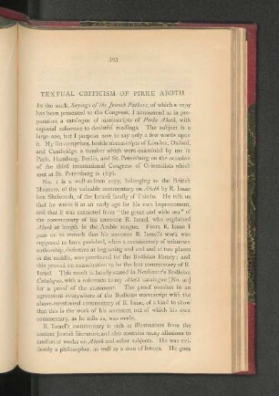 Textual Criticism of Pirke Aboth.
