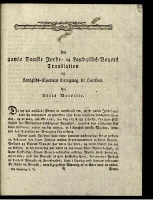 Om gamle Danske Jorde- og Landgilds-Vogers Translation
