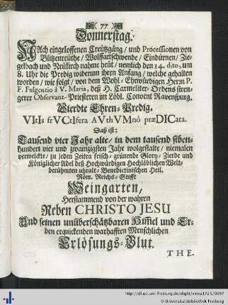 Vierdte Ehren-Predig.