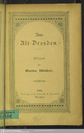 Aus Alt-Dresden : Skizzen