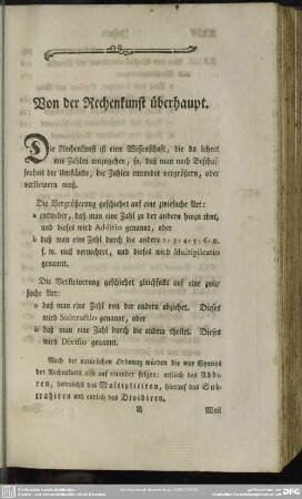 I. Von der Rechenkunst überhaupt