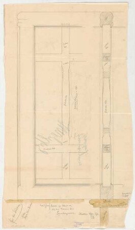 Thiersch, Friedrich von; München, Romanstr. 13; Villa von Hösslin - Balustrade im Fremdenzimmer (Schnitt)