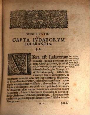 Dissertatio iuridica de cauta Iudaeorum tolerantia