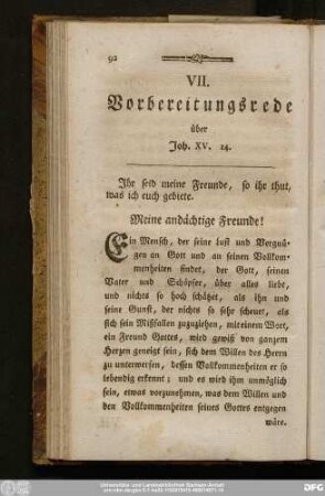 VII. Vorbereitungsrede über Joh. XV. 14.