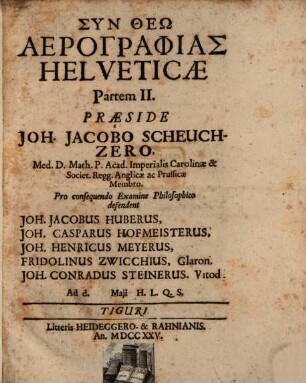 Aerographia Helvetiae. Pars II.