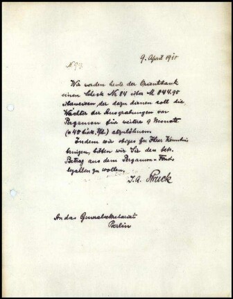 Bericht an das General-Sekretariat