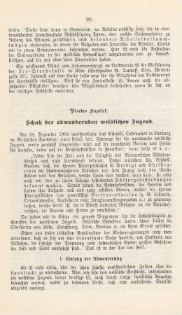 Viertes Kapitel. Schutz der abwandernden weiblichen Jugend