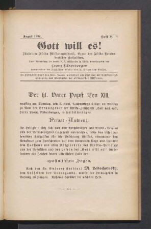 Heft 8. August 1894