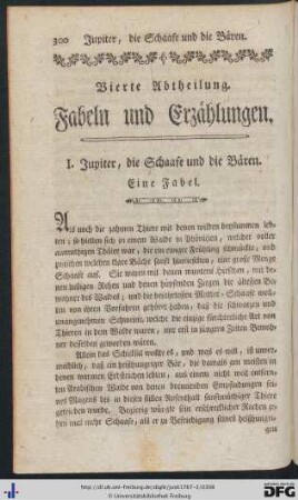 Vierte Abtheilung. Fabeln und Erzählungen.
