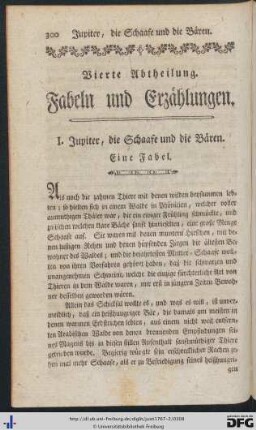 Vierte Abtheilung. Fabeln und Erzählungen.