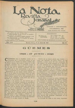 Güemes : 1821=17 Junio=1921