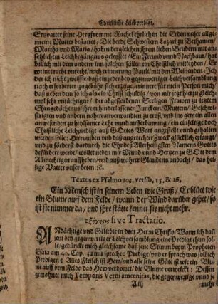Matris charissimae, eiusque filiolae dulcissimae funera duo : d.i. Ein christl. Predigt bey dem Leichbegängnuß ... Frawen Susannae Drechßlin von Teuffstätten ... (und ihres Töchterleins)