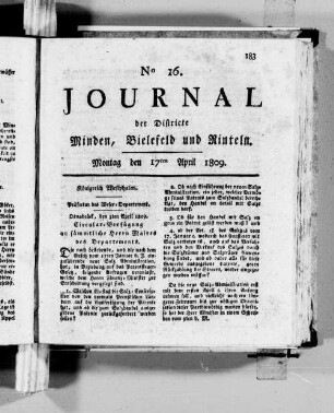 Journal der Districte Minden, Bielefeld und Rinteln im Weser-Department