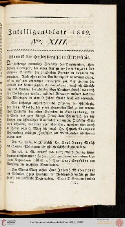 Intelligenzblatt Nro. XIII