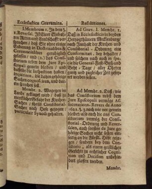 Ecclesiastica Gravamina. Resolutiones.