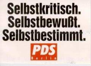 Aufkleber der PDS zur Wahl des Berliner Abgeordnetenhauses 1995