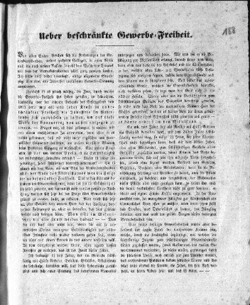 Ueber beschränkte Gewerbe=Freiheit. (Sammlung Friedlaender)