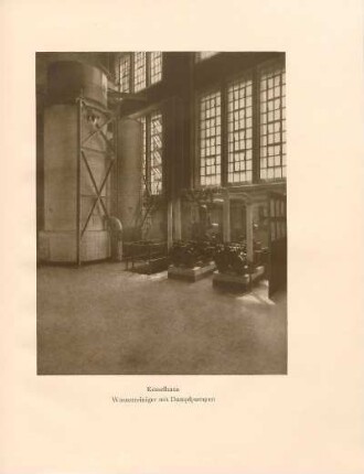 Kesselhaus. Wasserreiniger mit Dampfpumpen