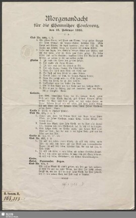 Morgenandacht für die Chemnitzer Conferenz : den 18. Februar 1895