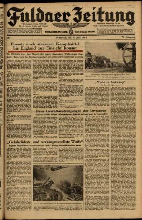 Ausgabe vom Mittwoch, den 21. Juni 1944.