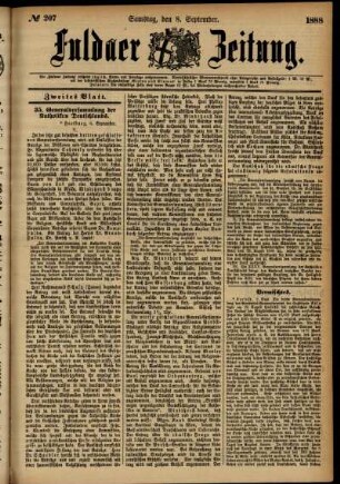 Zweite Ausgabe vom Samstag, den 08. September 1888.