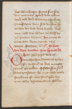 Initiale O (mit ergänzten Rankenausläufern, Federzeichnung)