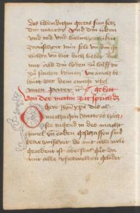 Initiale O (mit ergänzten Rankenausläufern, Federzeichnung)