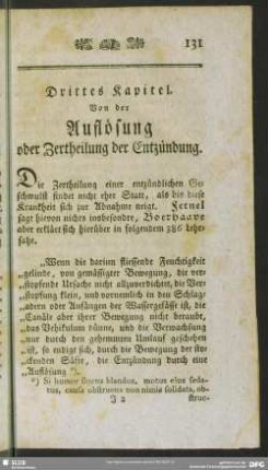 Drittes Kapitel. Von der Auflösung oder Zertheilung der Entzündung