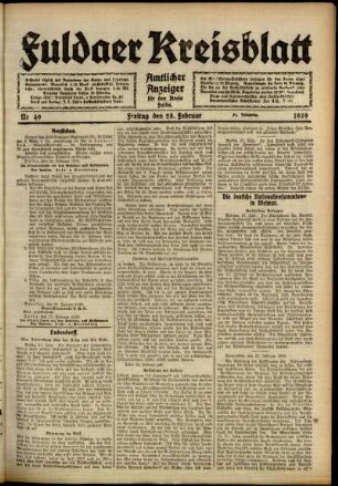 Ausgabe vom Freitag, den 28. Februar 1919.
