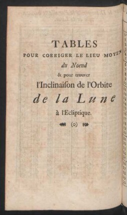 Tables Pour Corriger Le Lieu Moyen du Noeud & pour trouver l'Inclinaison de l'Orbite de la Lune à l'Ecliptique.