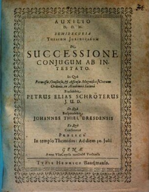 Semidecura thesium iur. de successione coniugum ab intestato